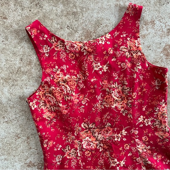 Vtg Laura Ashley Mini Dress Sz 8 Pink Floral sleeveless 90s Cottagecore Bodycon - Picture 12 of 14